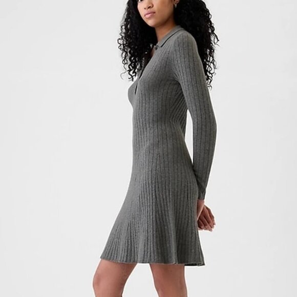 GAP CashSoft Charcoal Grey Polo Mini Sweater Dress/NWT/XL - Picture 3 of 13